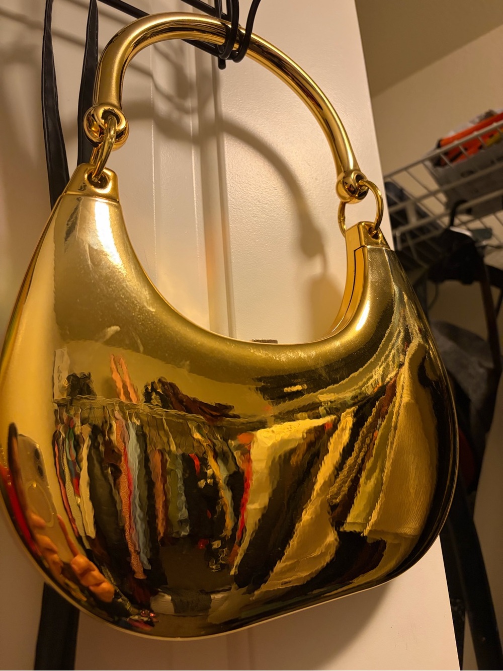 Fashion Nova Gold Metallic Crescent Hobo Bag